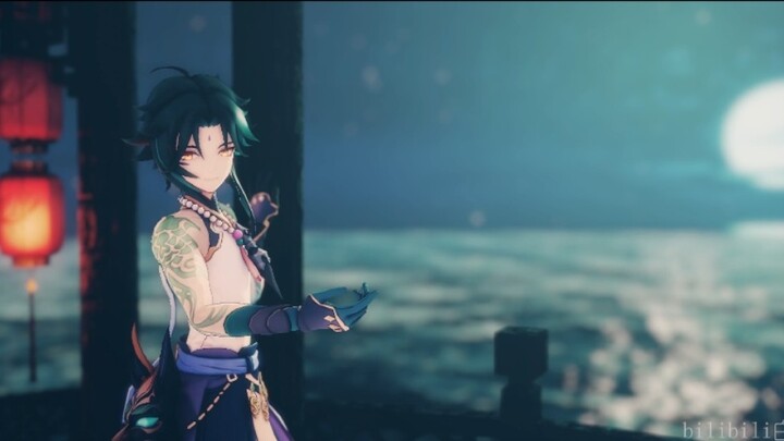 "The moon is so beautiful tonight." [4K Live Wallpaper Issue 2] [Genshin Impact /XiaoMMD]