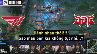 Mic Check T1 vs JDG: Cả team đòi đánh nhau nhưng "anh già" Faker khuyên giữ KDA