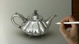 Draw a stainless steel teapot and accidentally expose your own shadow