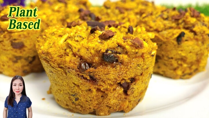 ฟักทองข้าวโอ๊ต Pumpkin Oat Muffin | Vegan #PlantBased