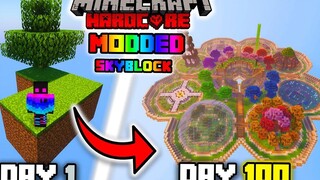 ฉันรอดมาได้ 100 วันใน Modded Skyblock Hardcore!!