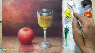 CARA  MENGGAMBAR - MELUKIS BUAH APEL DAN GELAS / HOW TO DRAW APPLE AND GLASS By DANDAN SA, Tutor 52