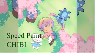 SPEED PAINT CHIBI RYUUZHI WITH HELLO KITTY AND STITCH