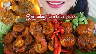 EATING KARI UDANG PEDAS, KARI TELUR PEDAS, PETE DAN PARE MENTAH | EATING SOUNDS