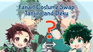 Speedpaint Fanart Tanjiro from Kimetsu no Yaiba And Deku from Boku no hero Academia |Costume Swap|