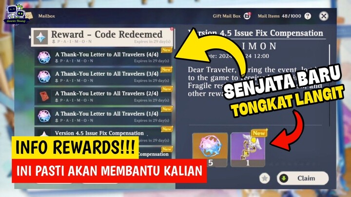 JANGAN LEWATKAN!!! REWARDS EMAIL NANTI!? - GENSHIN IMPACT