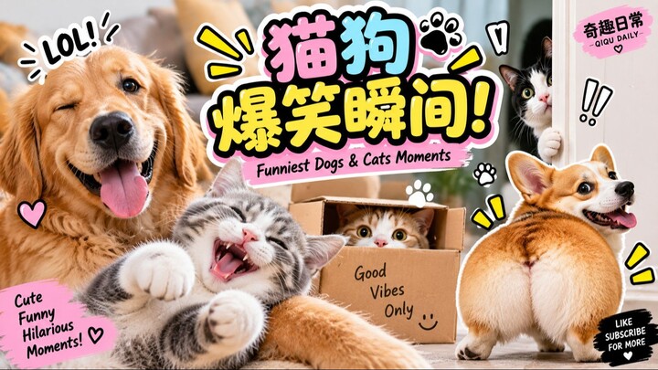 😂 猫咪和狗狗的爆笑瞬间！这些动物真的太会搞笑了！ | Funniest Dogs & Cats Moments 😂