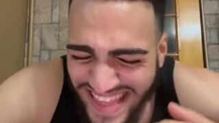 The young man imitated a baby's voice when calling his friend, and his friend played along beautiful