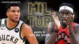 Milwaukee Bucks vs Toronto Raptors Full Game Highlights | Mar 19 | 2023 NBA Season