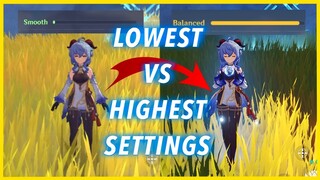 Genshin Impact Mobile Graphics Comparison (Lowest vs Highest Settings on iPad Pro 2020)