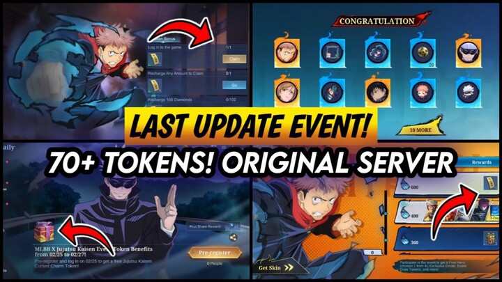 LAST UPDATE! GET MAX FREE TOKEN IN MLBB X JUJUTSU KAISEN EVENT | GUARANTEED JKK SKIN 10X DRAW - MLBB