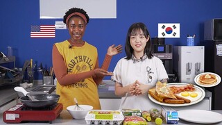 Korean Teen Tries American Breakfast Made By American For The First Time!