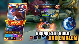 BERSERKER FURY ⚽ | BRUNO BEST BUILD AND EMBLEM SEASON 24 | Mobile Legends Bang Bang