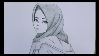 Cara Menggambar Anime Cewek Berhijab || Proses demi Proses