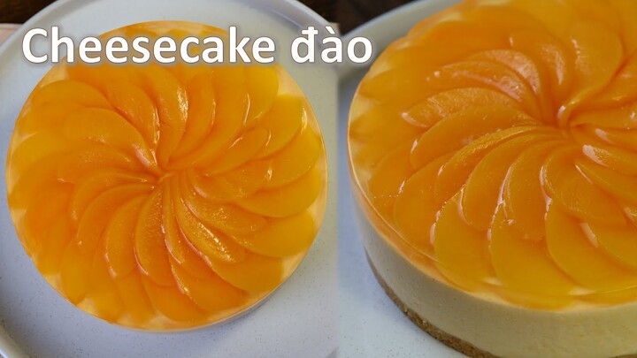 Bánh cheesecake đào không dùng lò nướng thanh mát cho mùa hè | No bake peach cheesecake