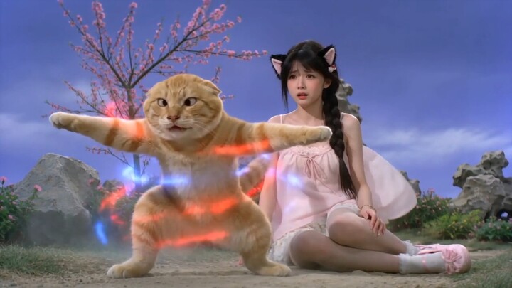 The little master fell off a cliff, and the smelly cat got so scared it cried!?
