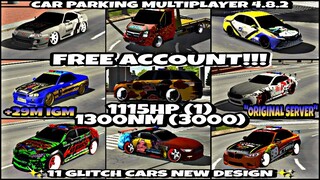 || Car Parking Multiplayer 4.8.2 || Free Account Giveaway || 11 Glitch Cars New Design