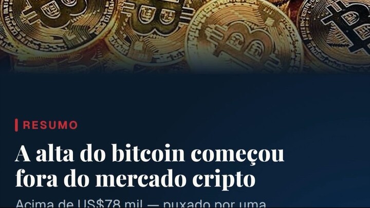 Bitcoin acima de US$78k: o Tesouro americano, não cripto, explica o rali