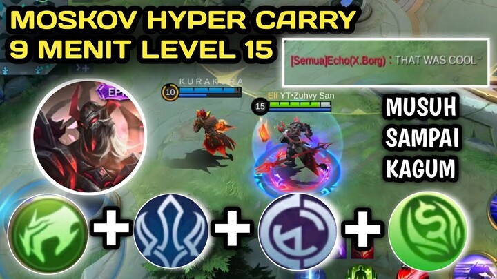 PAKAI EMBLEM INI, 9 MENIT LEVEL 15 | MOSKOV HYPER CARRY | AUTO PANEN KILL, MOBILE LEGENDS BANG BANG