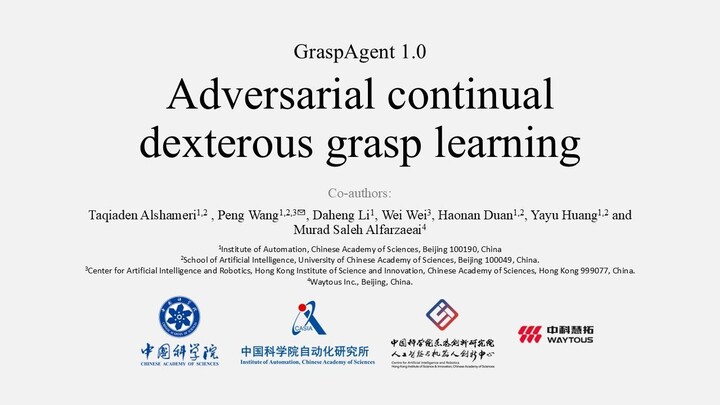 GraspAgent: Adverserial Continual Dextrous Grasp Learning