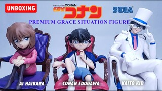 Detective Conan_Edogawa Conan_Kid Kaito_Ai Haibara_by SEGA_Premium Grace Situation Figure_UNBOXING