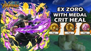 Gameplay EX Zoro Oni With Medal Crit Heal | One Piece Bounty Rush