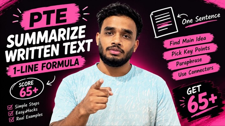 PTE Summarize Written Text: 1-Line Formula to Score 65+ | PTE Writing Tips & Hacks