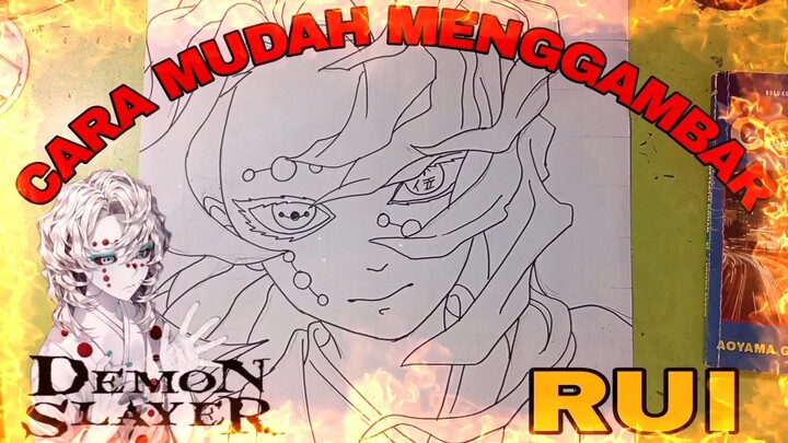 cara mudah menggambar anime demon slayer, Rui