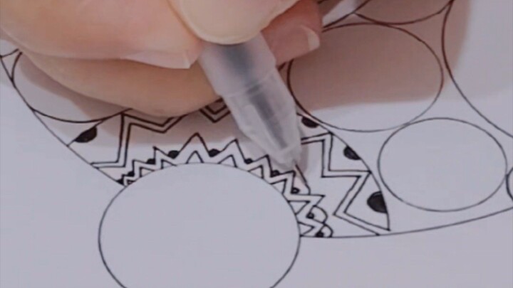 Zentangle - Half circle pattern 半圆形禅绕图 #zentangle #learntodraw #creativehealing #禅绕画 #初学画画 #手绘
