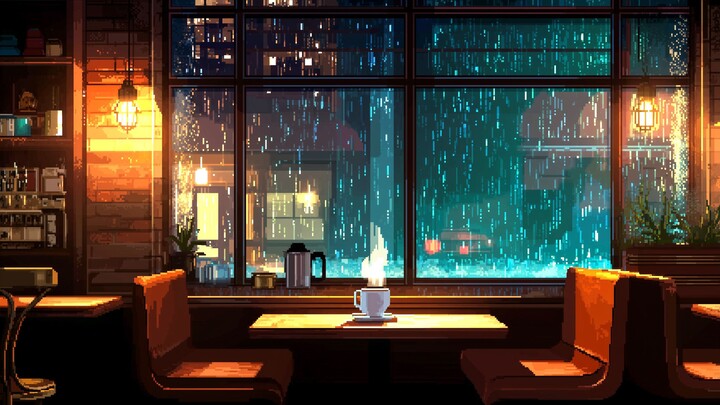 「像素夜读图书馆」LoFi · 爵士雨声 · 放松助眠 · 3小时氛围视频