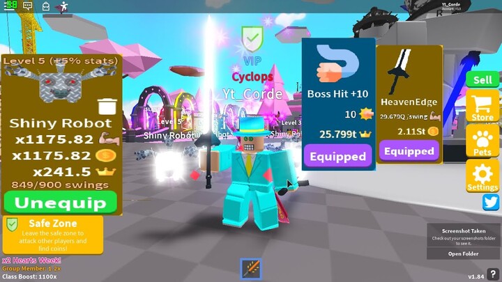 Saber Simulator Big UPDATE Valentine & New SABER & BEST PETT on ROBLOX