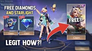 HOW TO GET FREE STARLIGHT SKIN AND 5K DIAMONDS! FREE DIAMONDS! LEGIT! HOW?! | MOBILE LEGENDS 2023