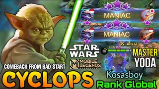 2x MANIAC! Master Yoda Cyclops Comeback from Bad Start! Star Wars x MLBB - Top Global Cyclops - MLBB