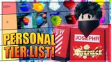 Personal Devil Fruit Tier List in A One Piece Game