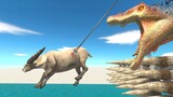 Pulled Into T-Rex and Spino Big Mouth - Animal Revolt Battle Simulator