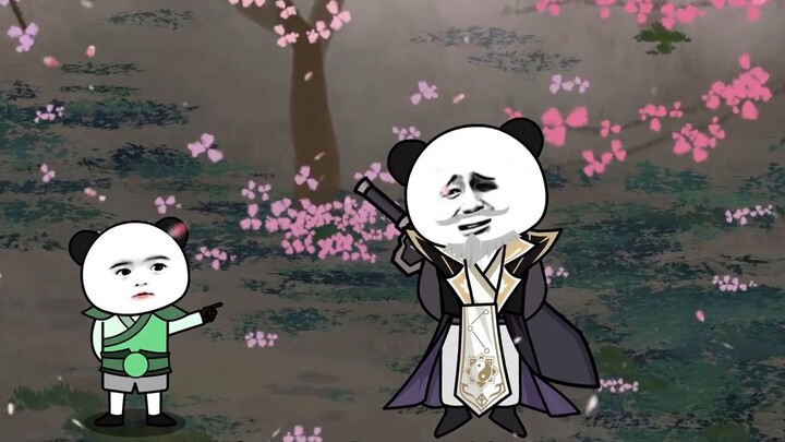 ในตอนแรก Peach Blossom Wine ถือดาบเข้าไปในเมฆสีฟ้า