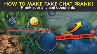 HOW TO MAKE FAKE CHAT PRANK! | PRANK YOUR ALLY AND OPPONENTS | Mobile Legends