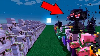 WHO IS STRONGER?! Minecraft Golems VS Monsters!