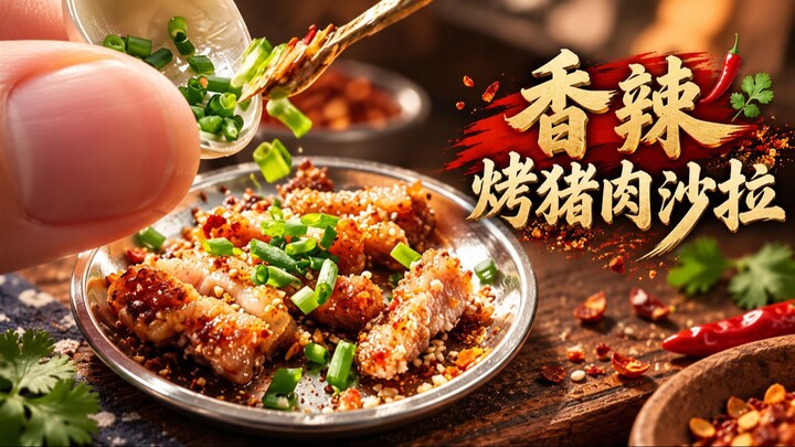 miniature real cooking Spicy Grilled Pork Salad | Miniature pork Recipes | mini food cooking
