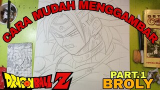 cara yg sangat mudah untuk menggambar anime DRAGON BALL, Broly part.1 , sketsa