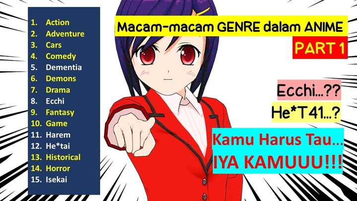 PART 1 - ALL GENRE Anime!!! Istilah dalam Anime Versi Anime Lagi (45 Macam Genre Anime)