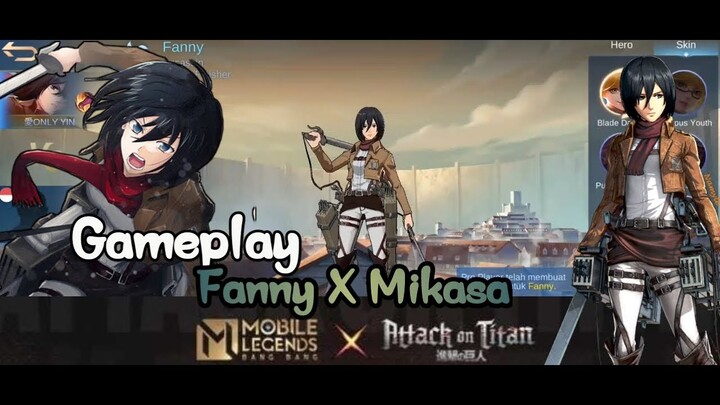 Gameplay Fanny X Mikasa Effect Skin Mlbb X AOT 🔥