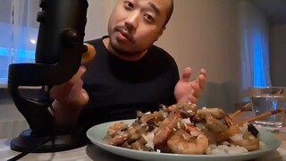 ASMR eating Shrimp And Rice