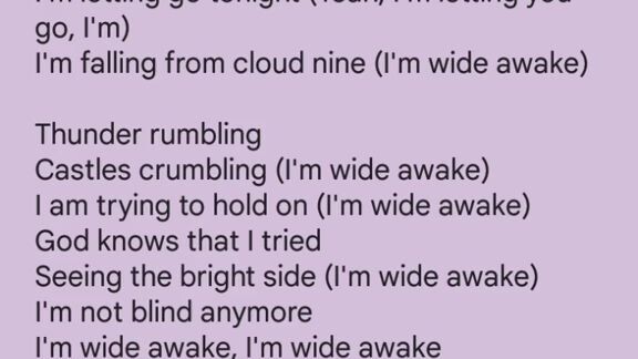 I'm Wide Awake BY: Katty Perry