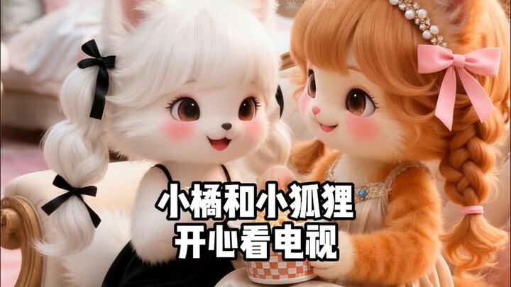 เจ้าส้มน้อยกับเจ้าจิ้งจอกน้อยกำลังเล่นกันอยู่ในห้อง~