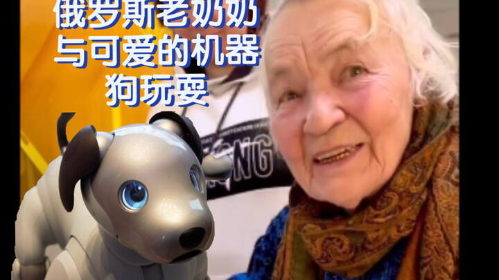 Russian Grandma Plays with a Cute Robot Dog