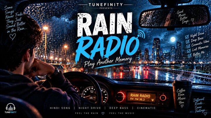 Rain Radio 🌧️📻 | Hindi Night Drive Song | Cinematic Rainy Vibes | Tunefinity