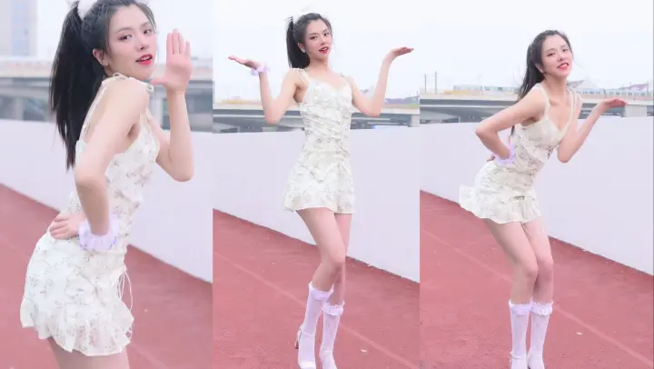 The dance performed by a beautiful girl is so cute