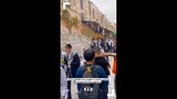 Jews spit towards Christian pilgrims leaving Church of the Flagellation - Ultra-orthodox