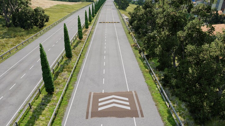 Speed-up lane, speed-bump lane, speed-up lane, speed-bump lane, speed-up lane, speed-bump lane